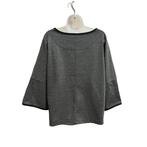 Max Studio London Black & White Diamond Patterned Poncho Sweater Top W/ 3/4 Slee - Picture 9 of 10